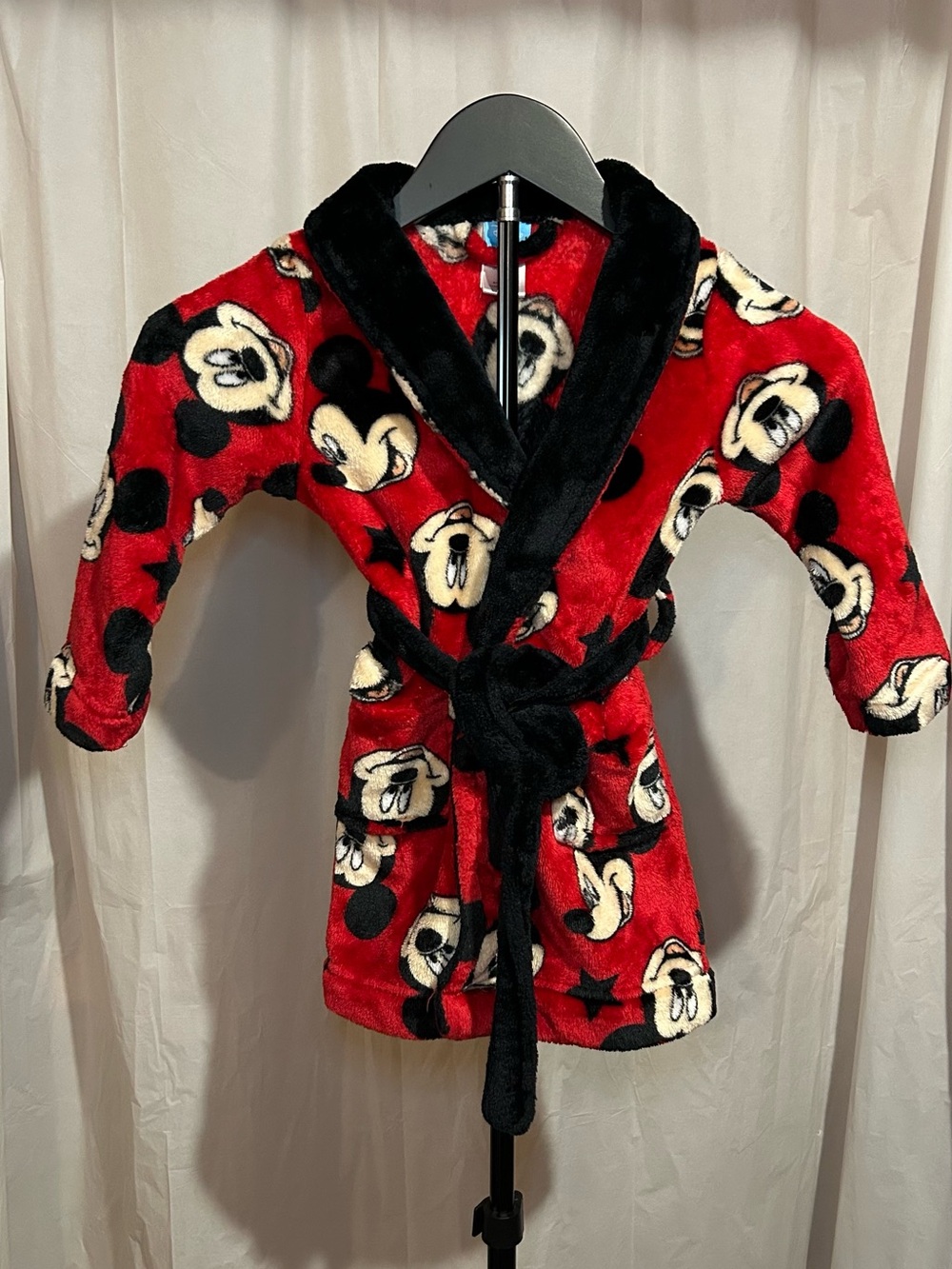 Disney Red & Black Mickey Mouse Plush Kids Robe Size 3T